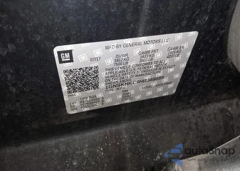 2017 Chevrolet Suburban Lt z USA, uszkodzony, nr VIN 1GNSKHKC9HR388689